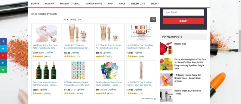 Amazon Products in Beauty Website